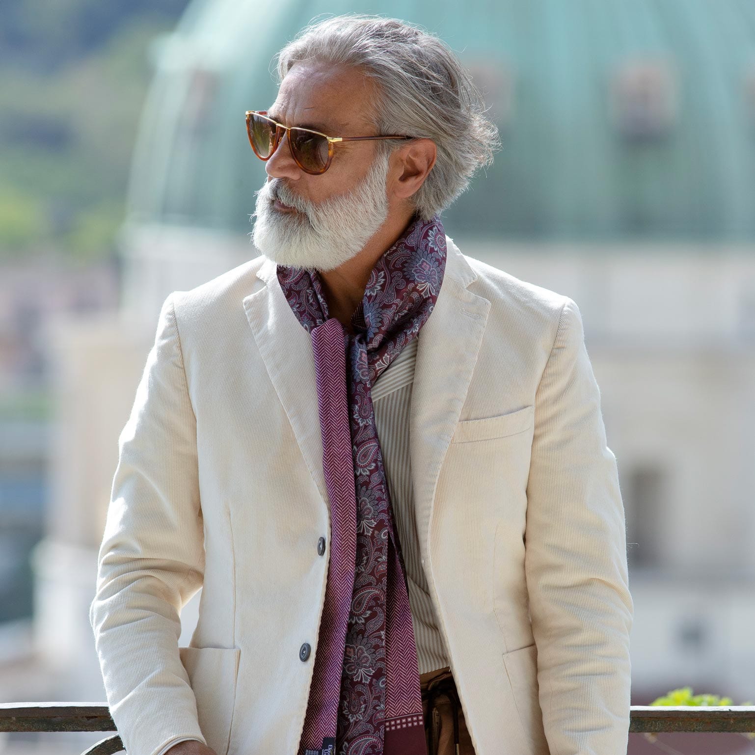 Pasquino - Reversible Silk Scarf - Wine - Solstik