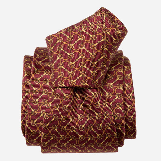 Palio - Printed Silk Tie - Burgundy - Solstik