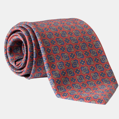 Parma - Printed Madder Silk Tie - Barn Red - Solstik