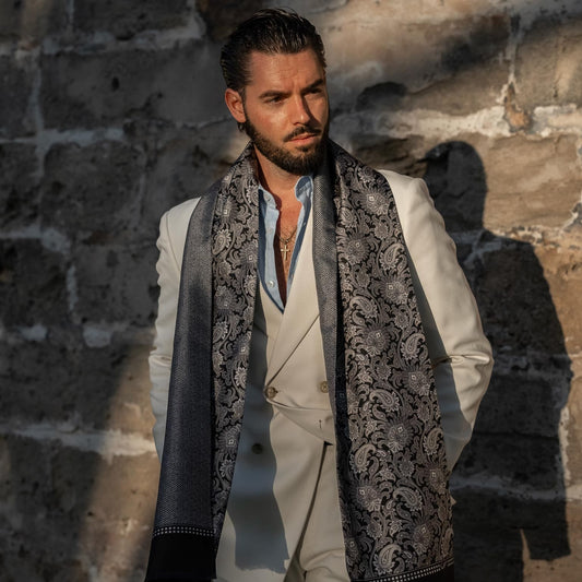 Pasquino - Reversible Silk Scarf - Black - Solstik