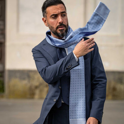 Palazzo - Reversible Silk Scarf - Sky Blue - Solstik