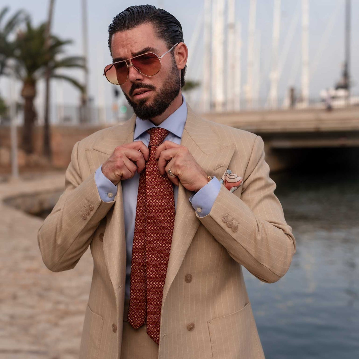 Palio - Printed Silk Tie - Burgundy - Solstik