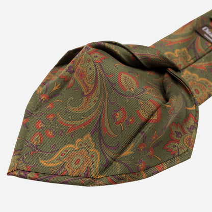 Borromeo - Printed Madder Silk Tie - Olive - Solstik