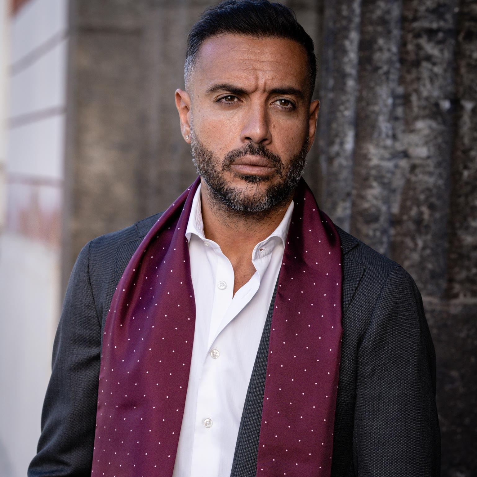 Savona - Slim Silk Scarf - Burgundy - Solstik
