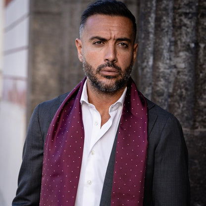 Savona - Slim Silk Scarf - Burgundy - Solstik