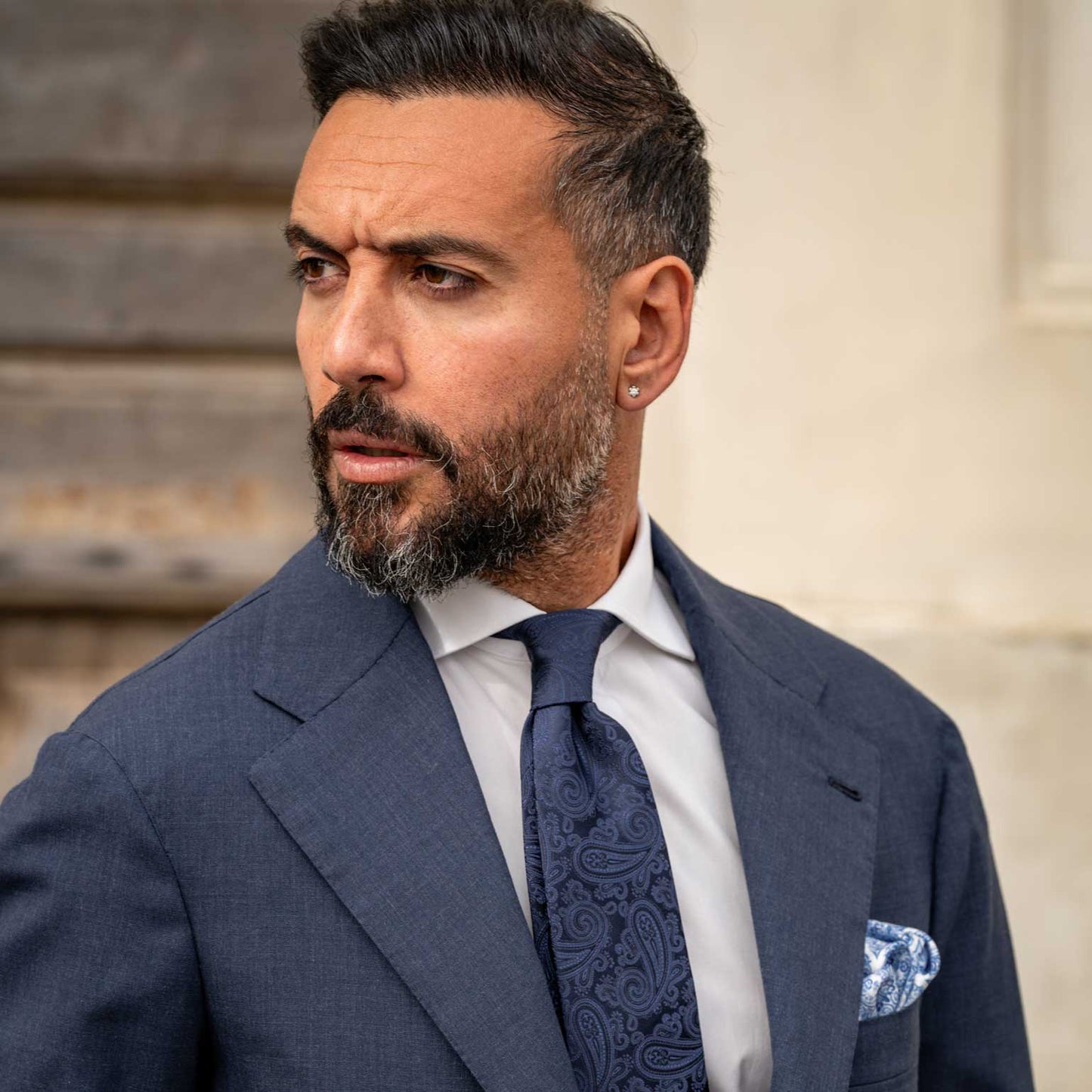 Soave - Silk Jacquard Tie - Midnight Blue - Solstik