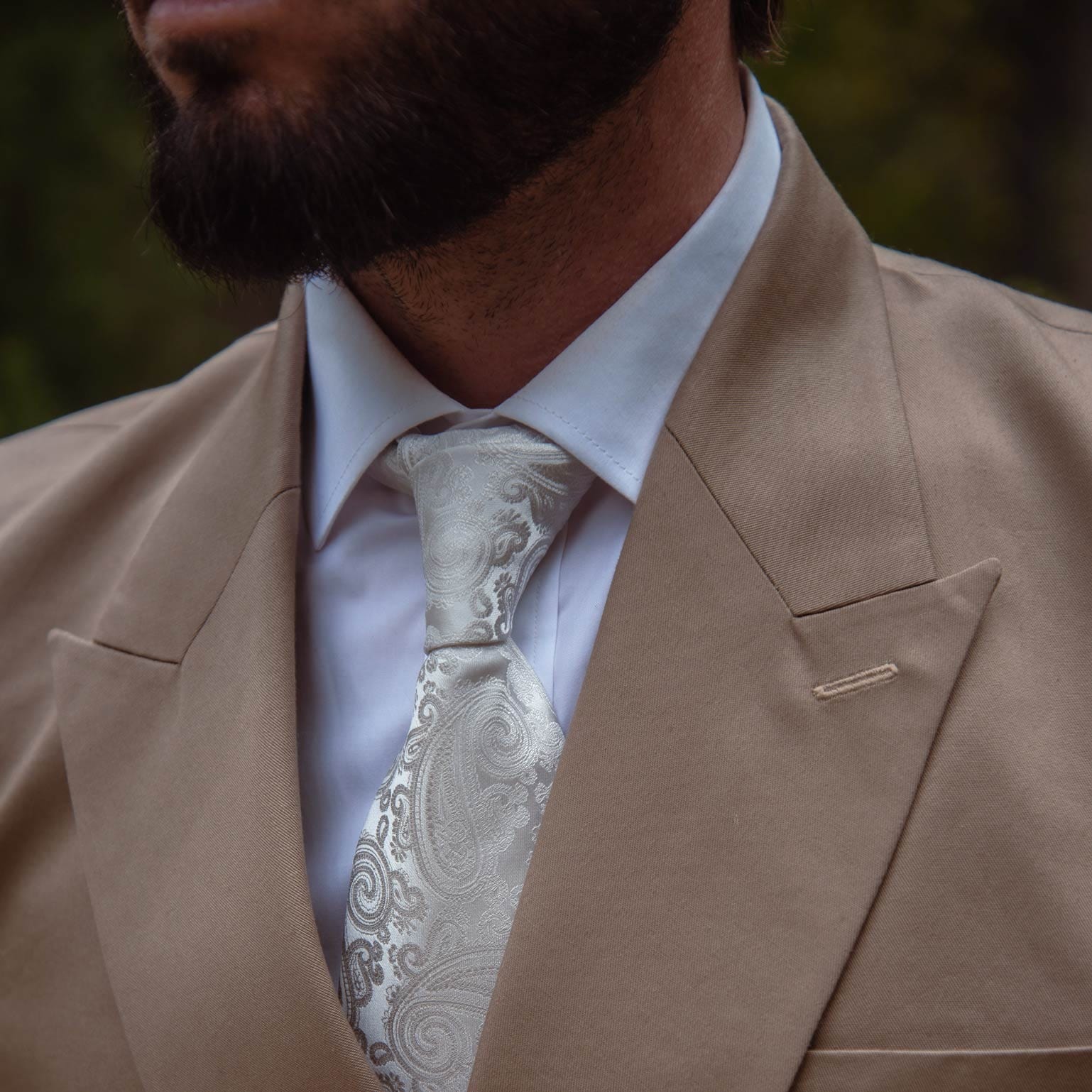 Soave - Silk Jacquard Tie - Silver Pearl - Solstik