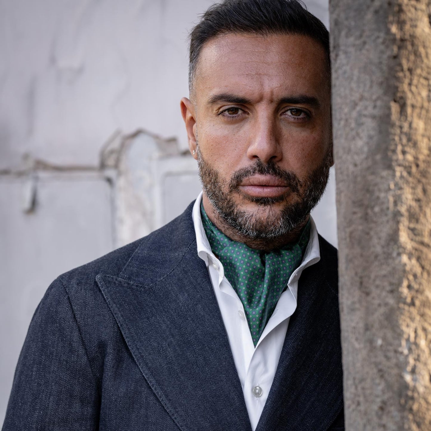 Navona - Silk Ascot Cravat Tie - Green - Solstik