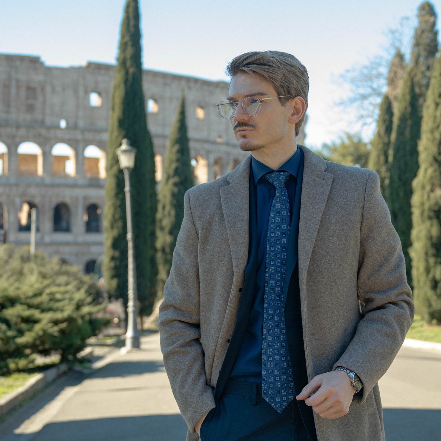 Trento - Silk Jacquard Tie - Blue - Solstik