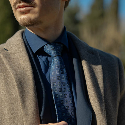 Trento - Silk Jacquard Tie - Blue - Solstik