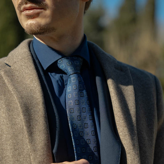Trento - Silk Jacquard Tie - Blue - Solstik