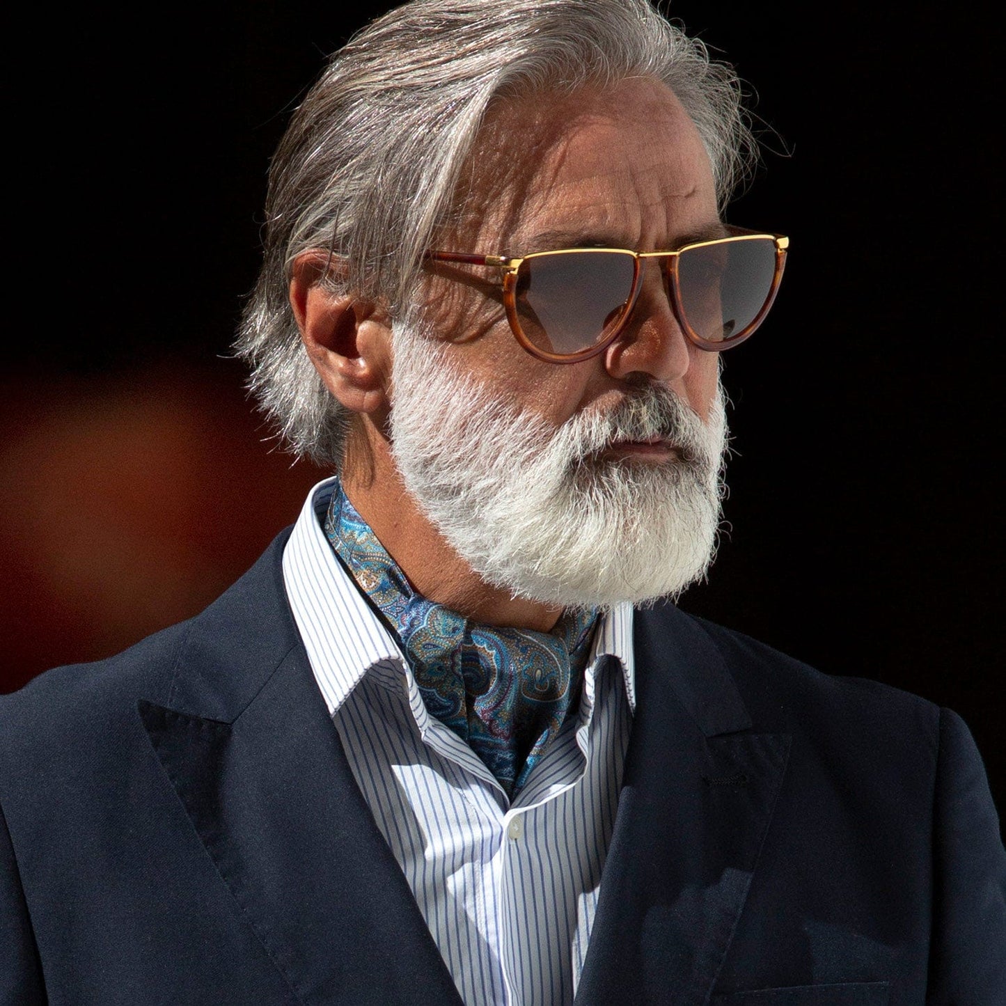 Bugatti - Silk Ascot Cravat Tie - Petrol Blue - Solstik