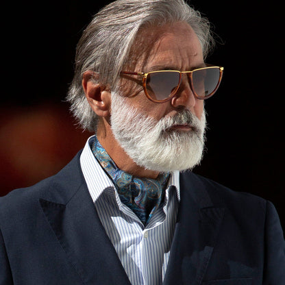 Bugatti - Silk Ascot Cravat Tie - Petrol Blue - Solstik
