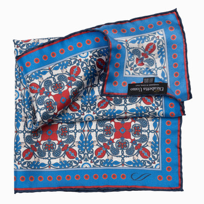 Nebbiolo - Silk Pocket Square - Blue and Red - Solstik