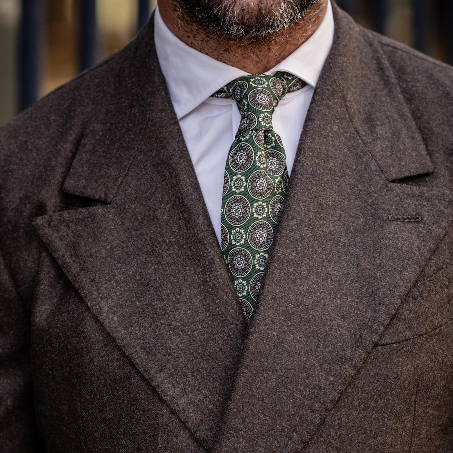 La Vigna - Printed Wool & Silk Tie - Green - Solstik
