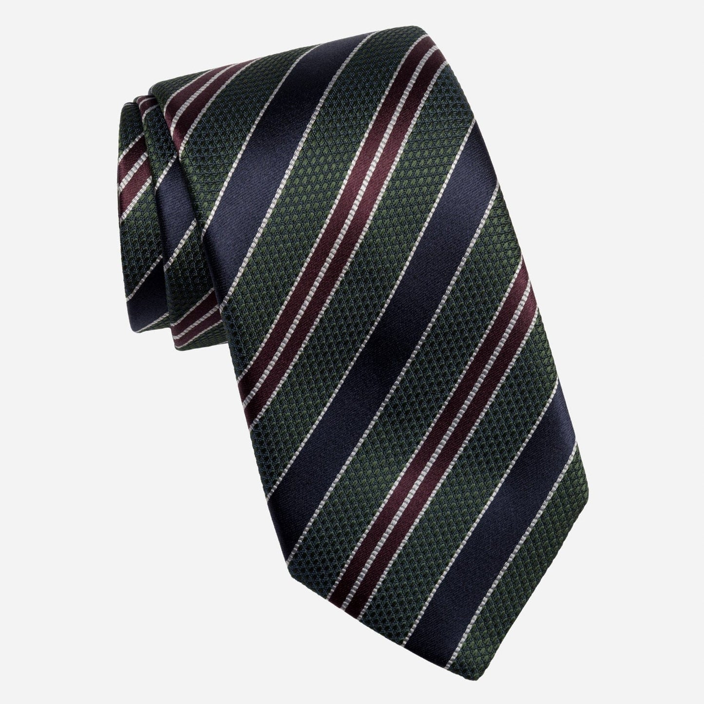Vesuvio - Silk Jacquard Tie - Green and Navy - Solstik