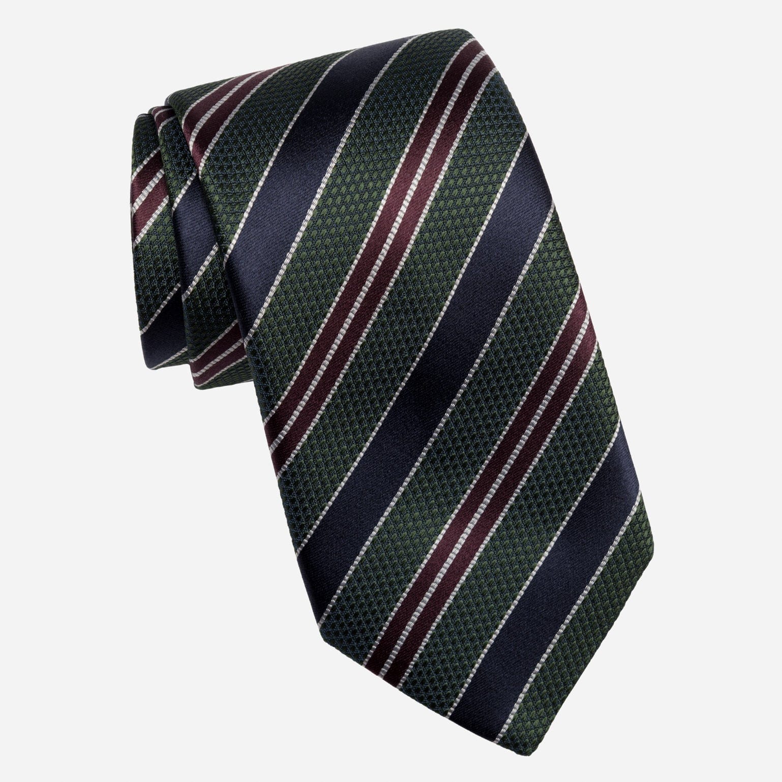 Vesuvio - Silk Jacquard Tie - Green and Navy - Solstik
