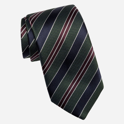 Vesuvio - Silk Jacquard Tie - Green and Navy - Solstik