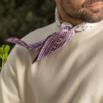 Verona - Silk Neckerchief - White & Lilac - Solstik