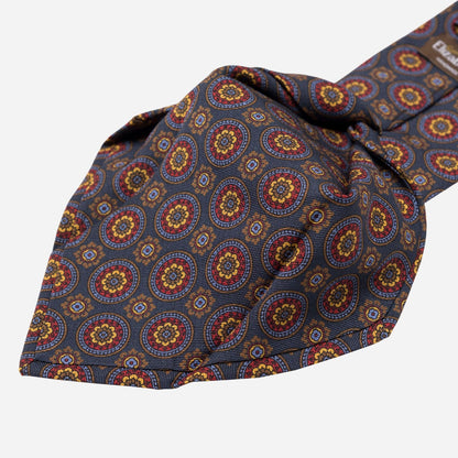 La Vigna - Printed Wool & Silk Tie - Navy - Solstik