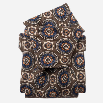 La Vigna - Printed Wool & Silk Tie - Brown - Solstik