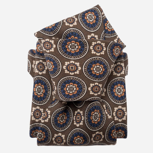 La Vigna - Printed Wool & Silk Tie - Brown - Solstik