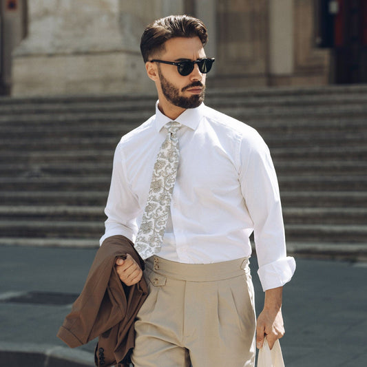 Novara - Printed Silk Tie - Ivory - Solstik