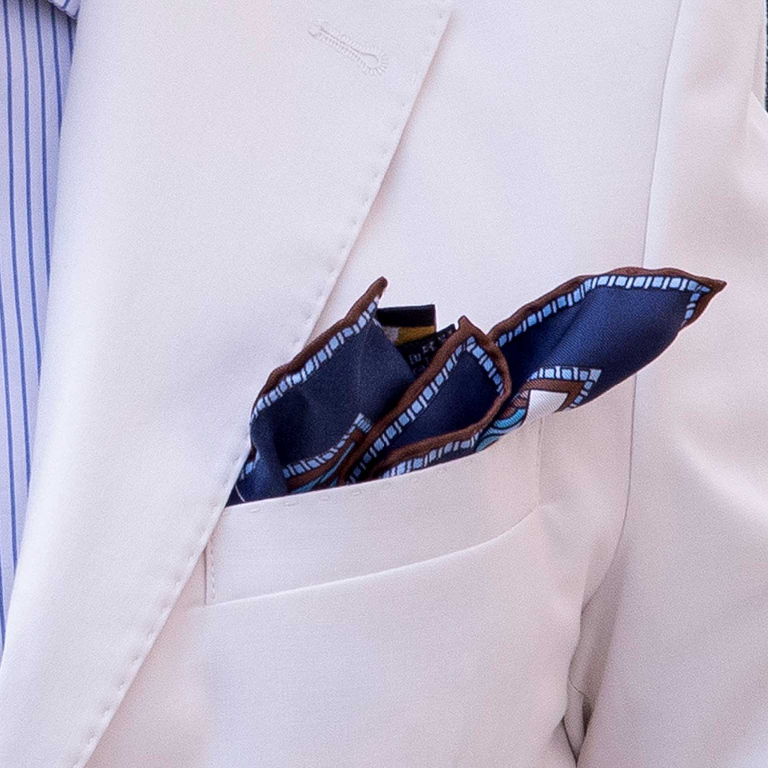 Martino - Silk Pocket Square - Blue - Solstik
