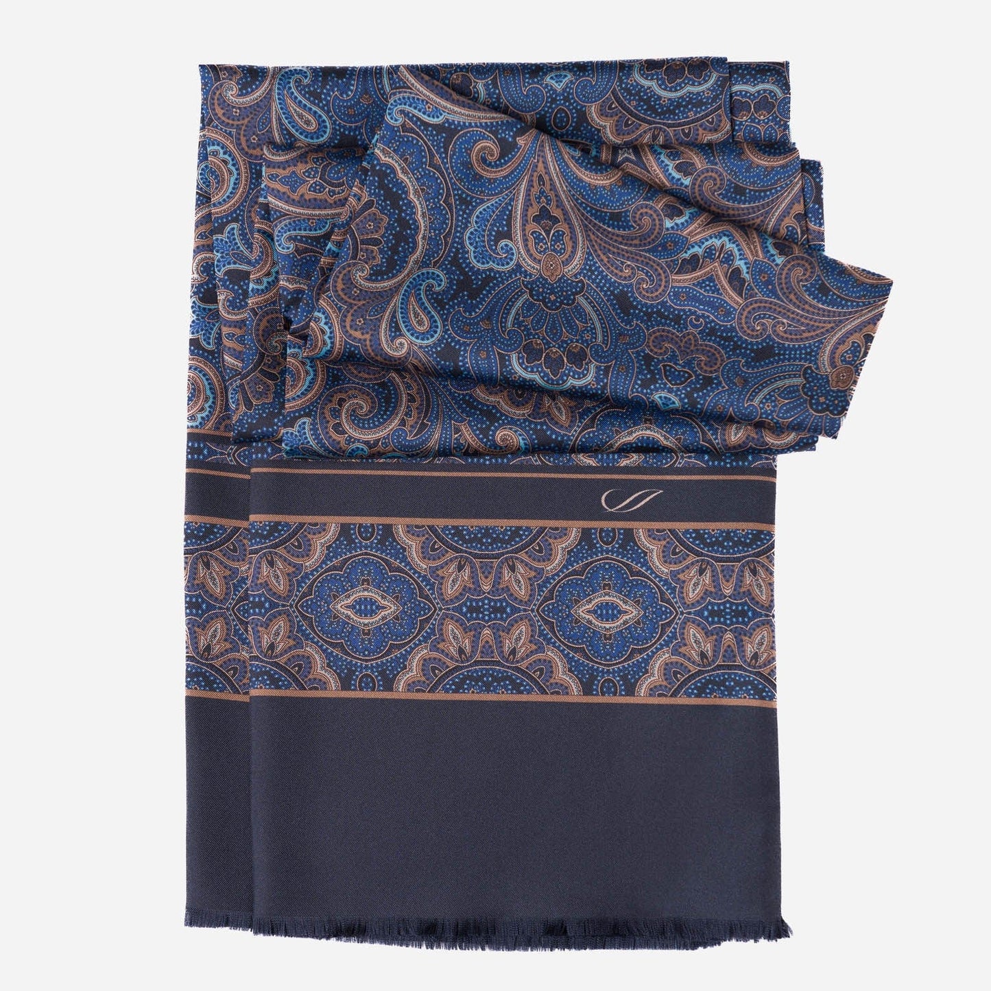 Ferrara - Silk Scarf - Blue & Brown - Solstik