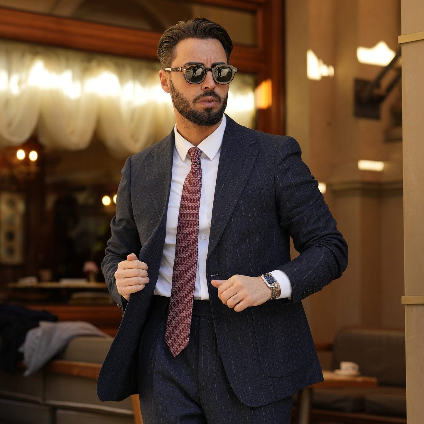 Ravenna - Silk Jacquard Tie - Burgundy - Solstik