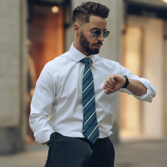 Velletri - Silk Jacquard Tie - Blue - Solstik