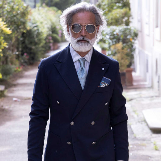 Martino - Silk Pocket Square - Blue - Solstik