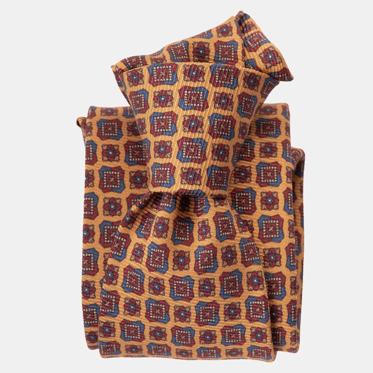 Parma - Printed Madder Silk Tie - Amber Yellow - Solstik