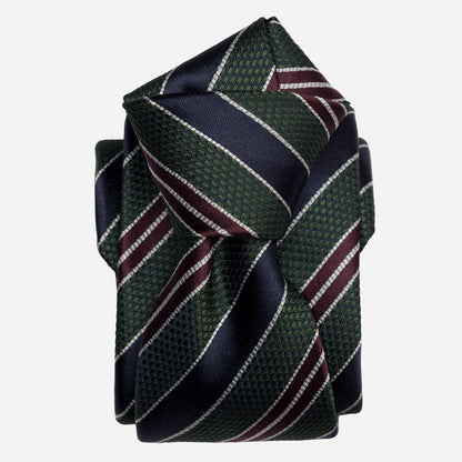 Vesuvio - Silk Jacquard Tie - Green and Navy - Solstik