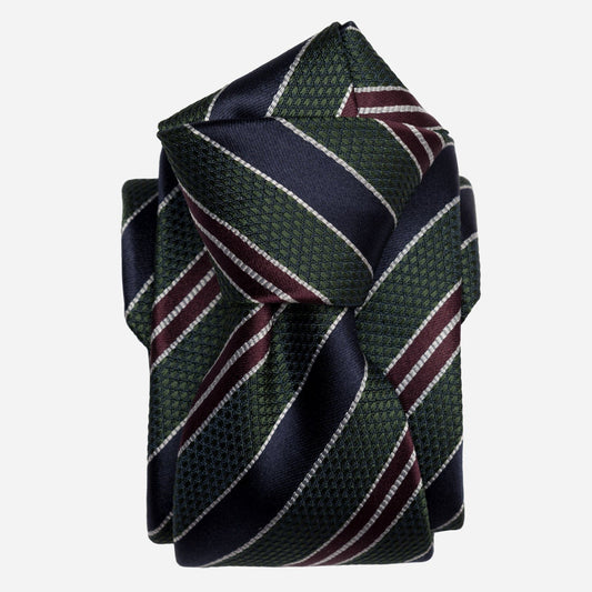 Vesuvio - Silk Jacquard Tie - Green and Navy - Solstik