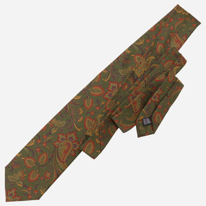Borromeo - Printed Madder Silk Tie - Olive - Solstik