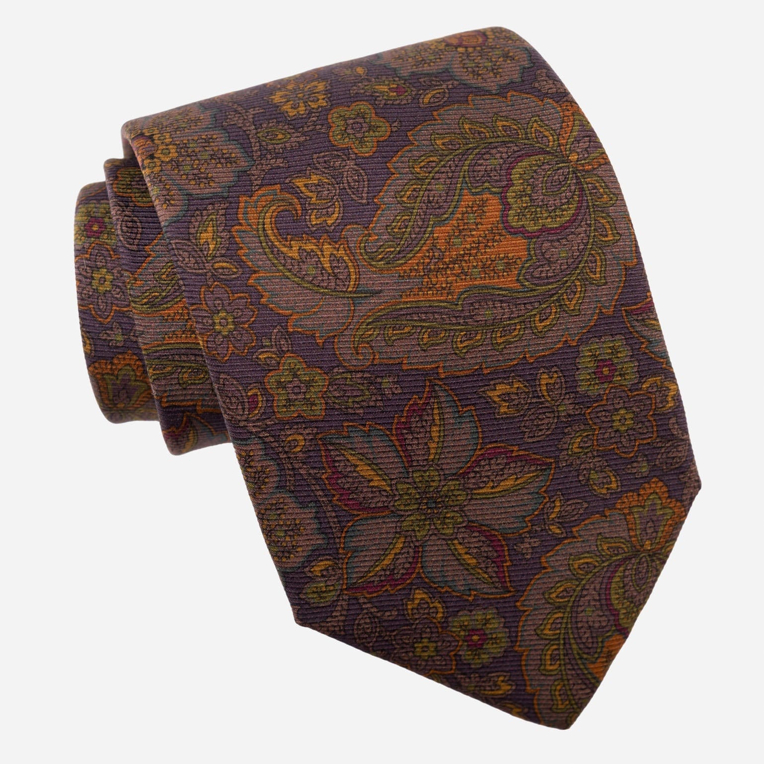 Trevi - Printed Madder Silk Tie - Plum - Solstik