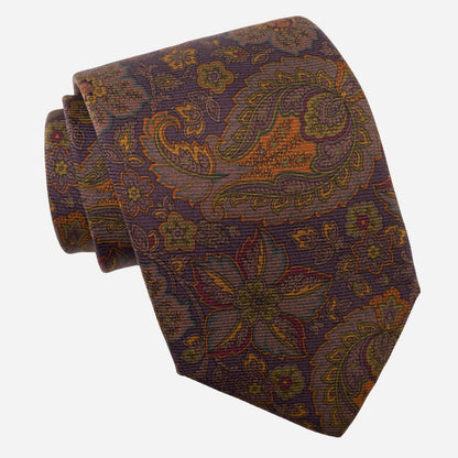 Trevi - Printed Madder Silk Tie - Plum - Solstik