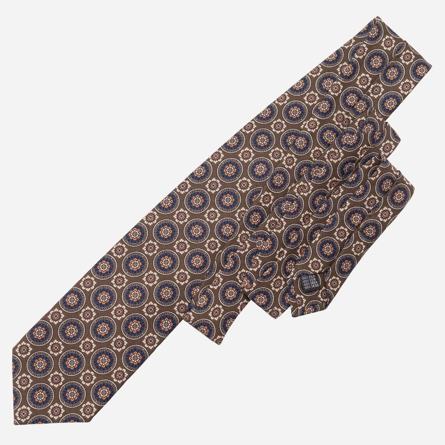 La Vigna - Printed Wool & Silk Tie - Brown - Solstik