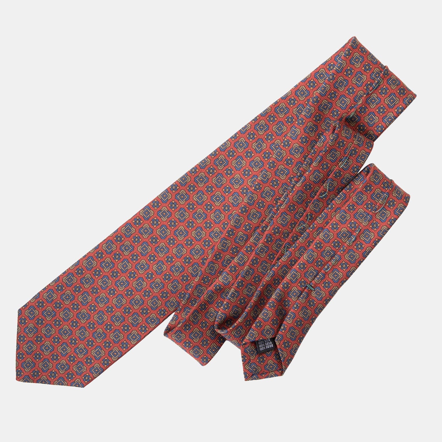 Parma - Printed Madder Silk Tie - Barn Red - Solstik