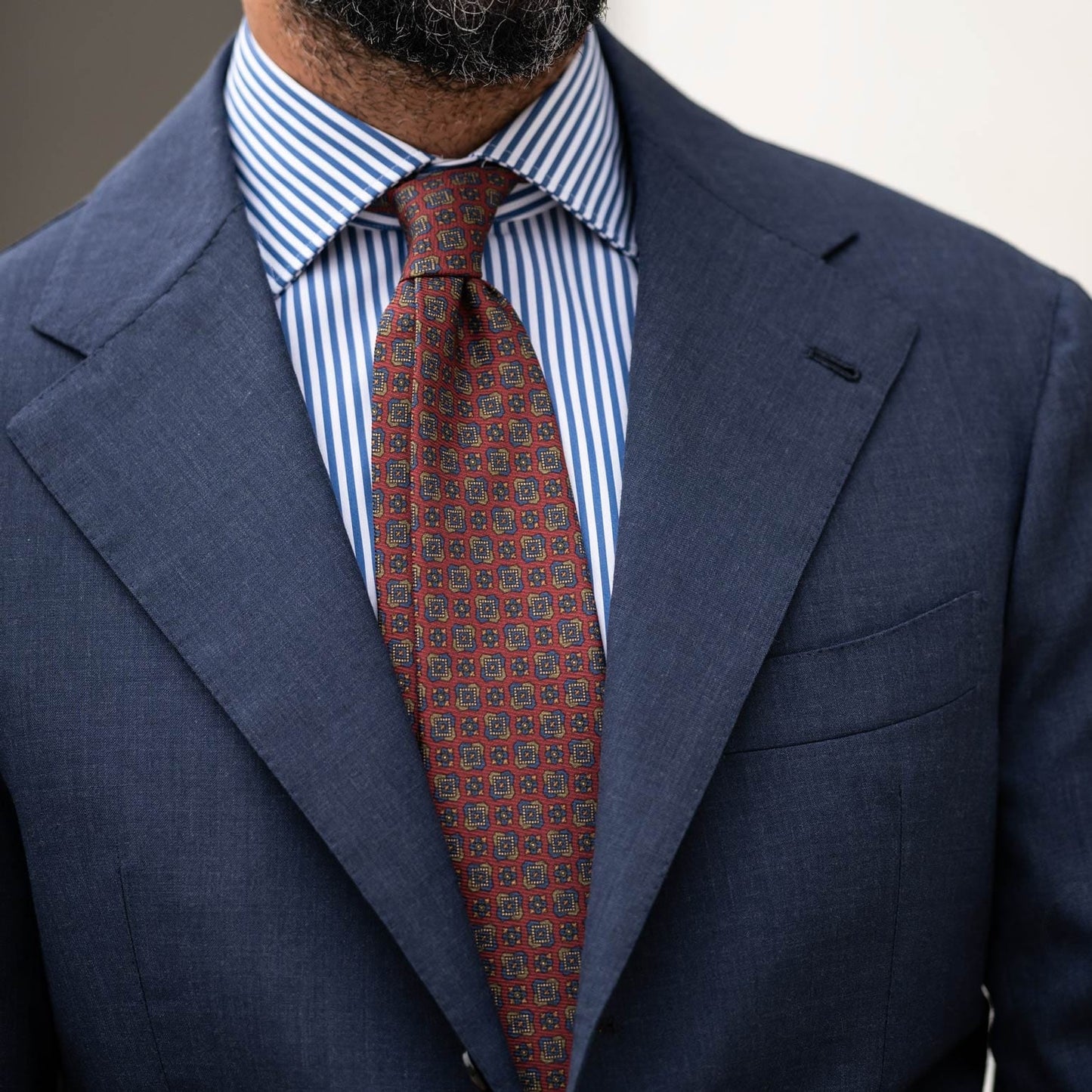 Parma - Printed Madder Silk Tie - Barn Red - Solstik