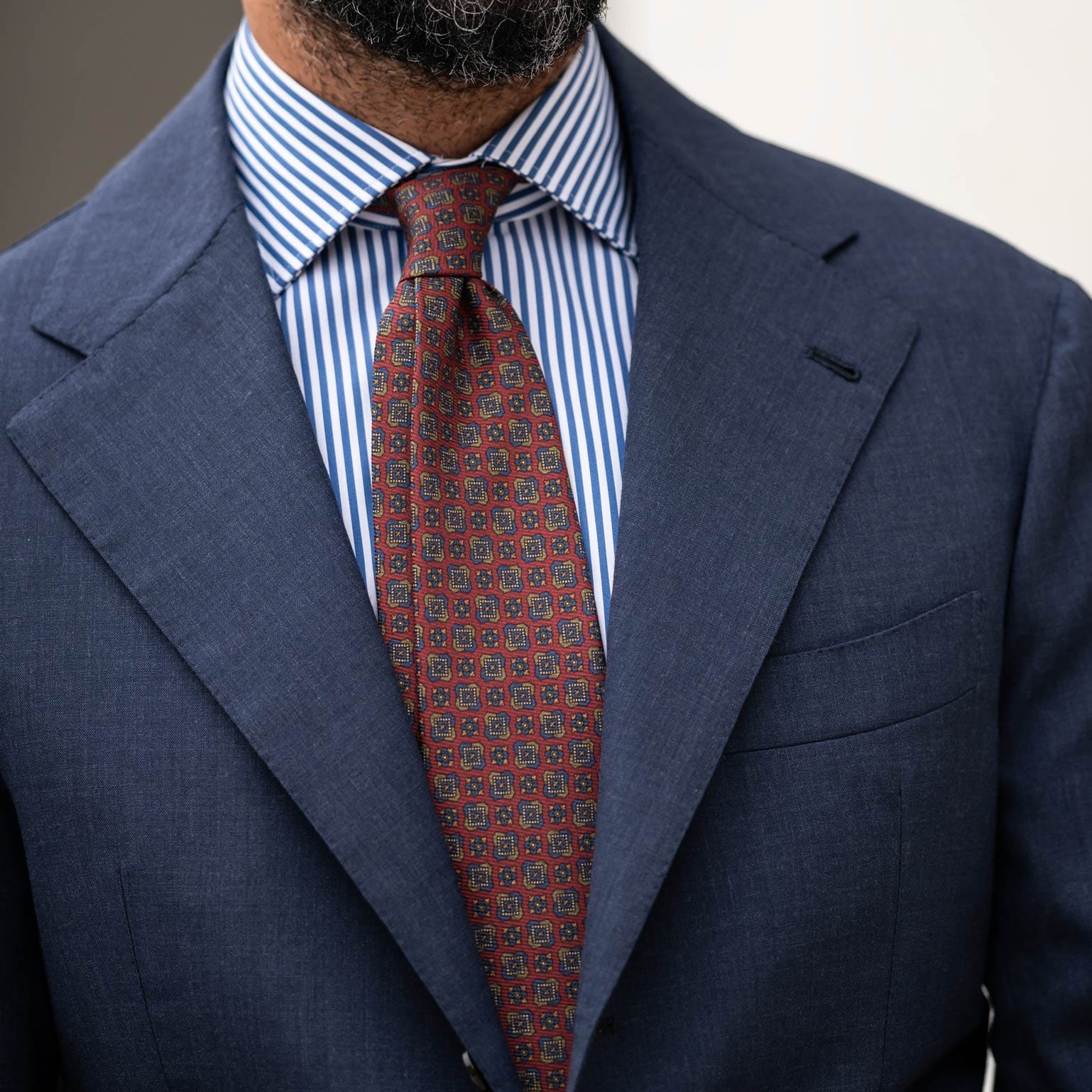Parma - Printed Madder Silk Tie - Barn Red - Solstik