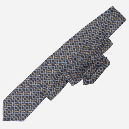 Palio - Printed Silk Tie - Navy - Solstik