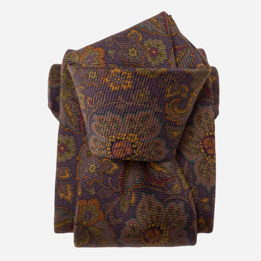 Trevi - Printed Madder Silk Tie - Plum - Solstik
