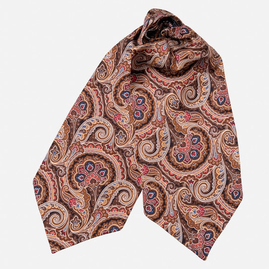 Bugatti - Silk Ascot Cravat Tie - Mahogany - Solstik