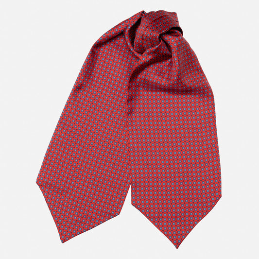 Navona - Silk Ascot Cravat Tie - Red - Solstik