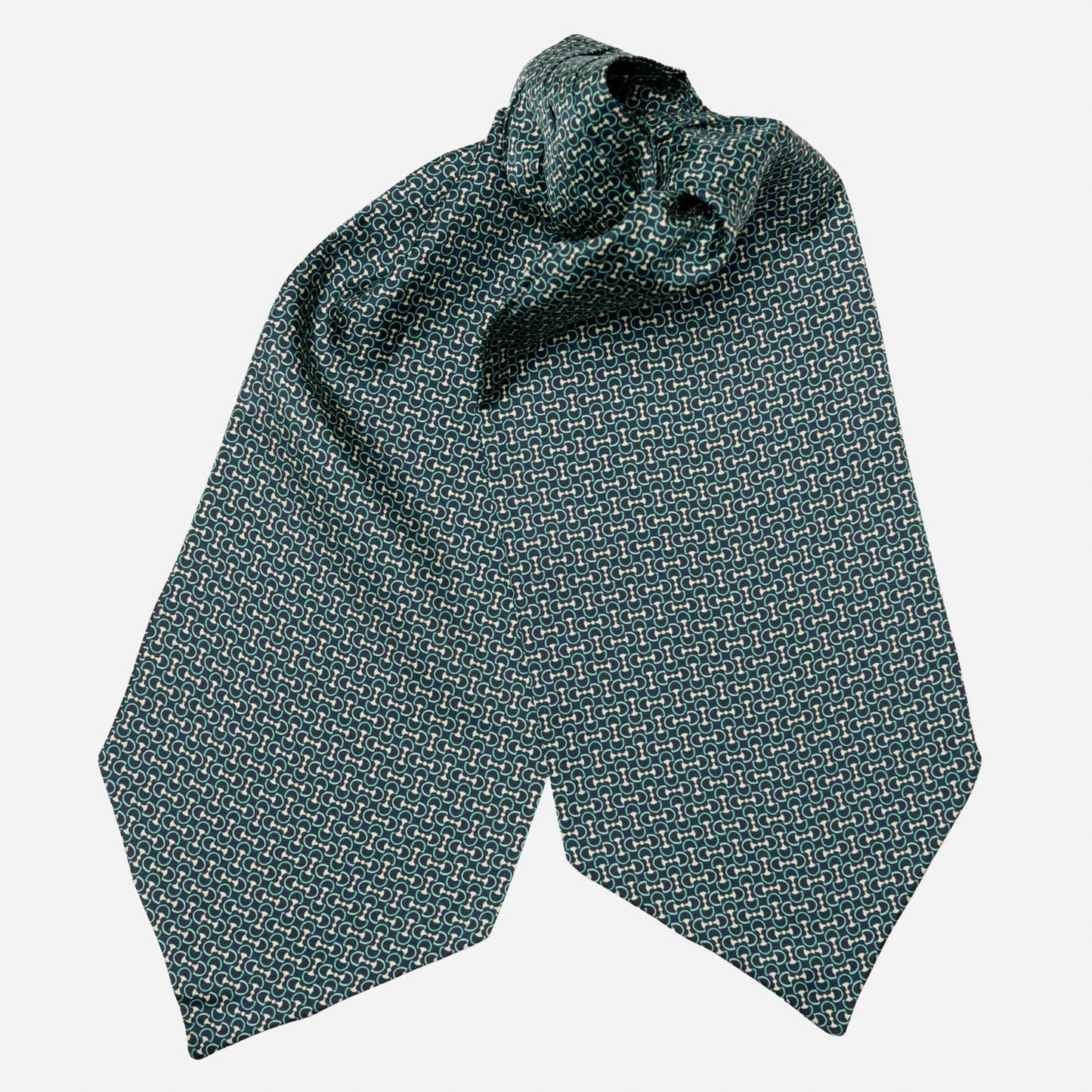 Condotti - Silk Ascot Cravat Tie - Green and Navy - Solstik