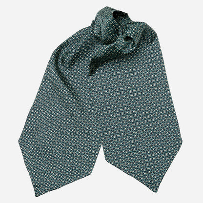 Condotti - Silk Ascot Cravat Tie - Green and Navy - Solstik