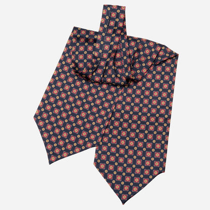 Barberini - Silk Ascot Cravat Tie - Navy and Red - Solstik