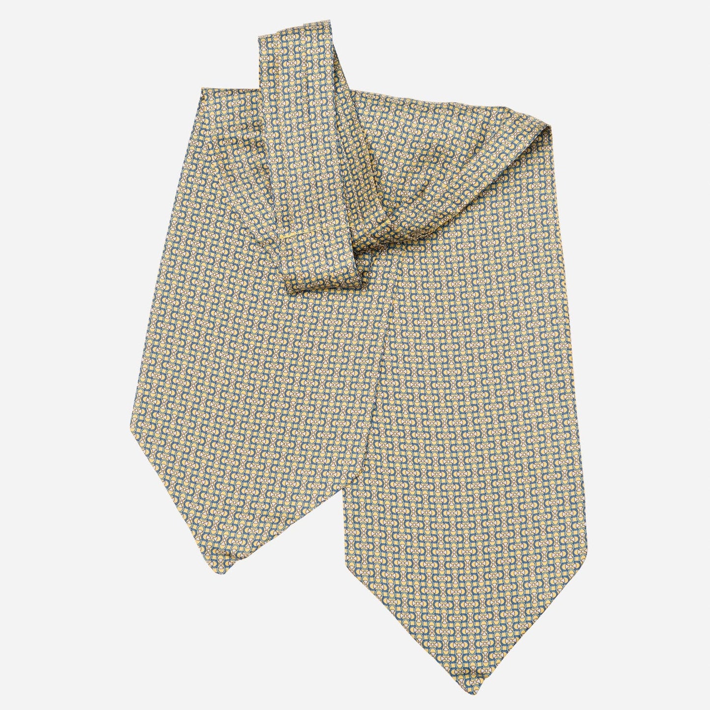 Condotti - Silk Ascot Cravat Tie - Yellow and Blue - Solstik